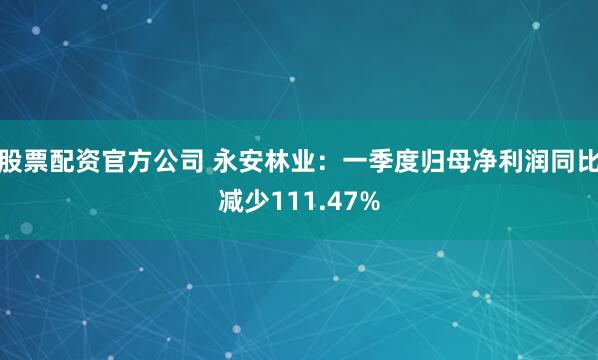 股票配资官方公司 永安林业：一季度归母净利润同比减少111.47%
